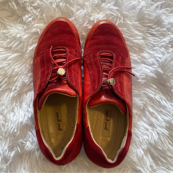 Paul Green Red Leather & Suede Elvis Sneakers | Size 6 - Picture 13 of 13